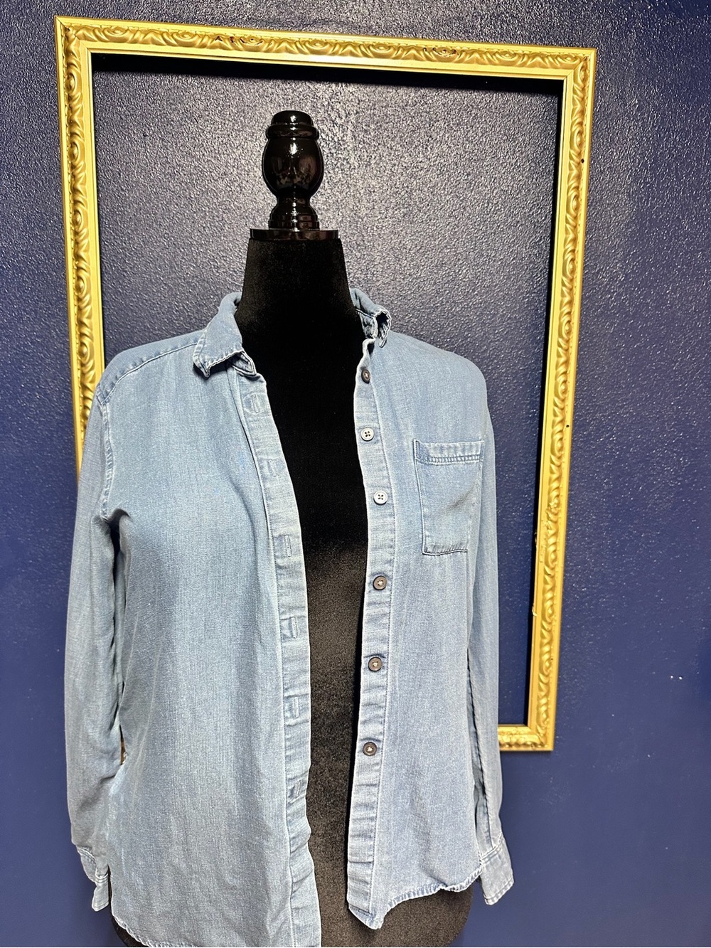 LOFT Light Blue Denim Button-Up Shirt